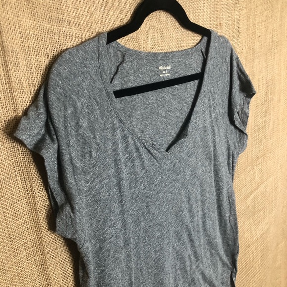Madewell S Gray Top V Neck Short Sleeve Shirt - Picture 2 of 4